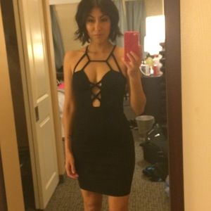 Gently used black midi dress